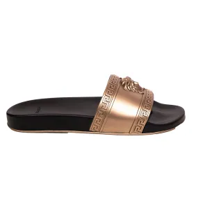 45 NEW $450 VERSACE Men's GOLD MEDUSA LOGO Palazzo Pool SLIDE SANDALS NIB