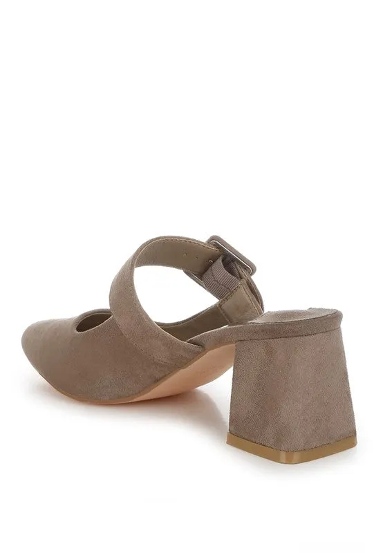 Amapola Buckle Strap Detail Microfiber Mules