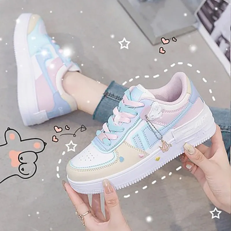 Amozae- New Fashion Summer Increased Outdoor Small White Women Flats Shoes Macarons Color Comfortable Breathable Sneakers