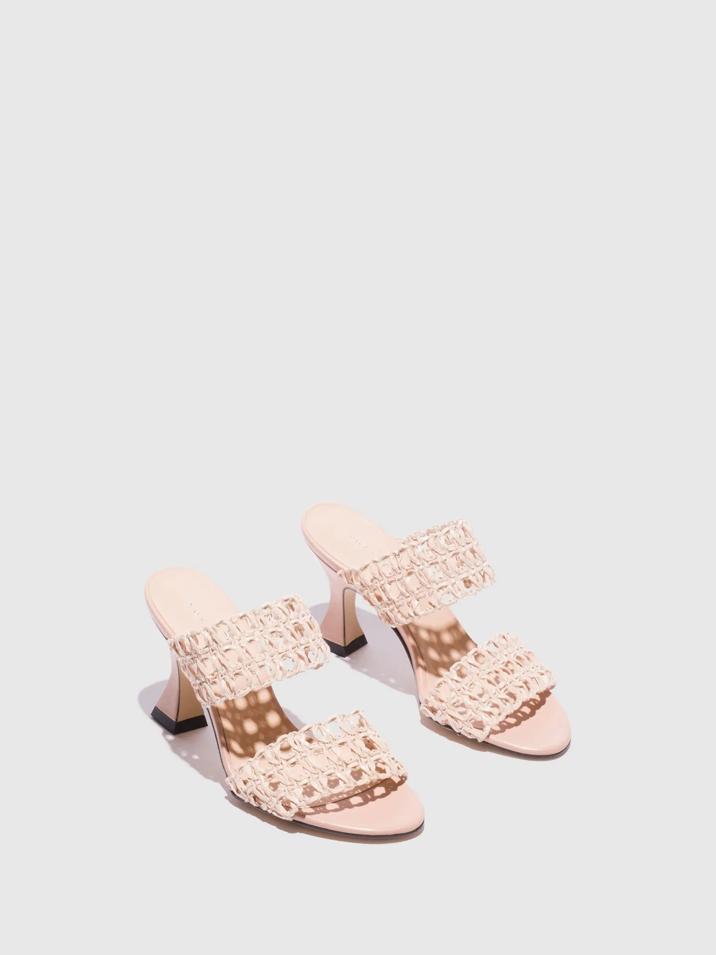 Beige Kitten Heel Mules