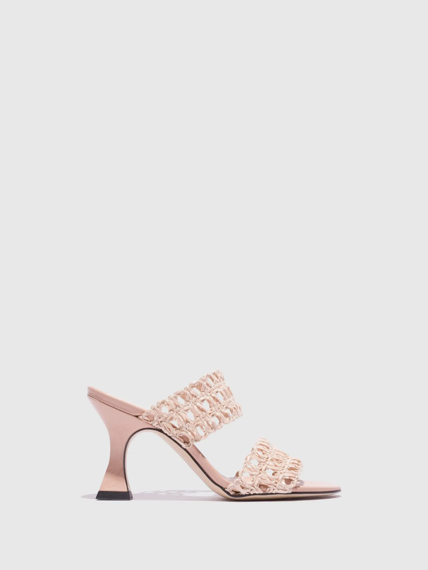 Beige Kitten Heel Mules