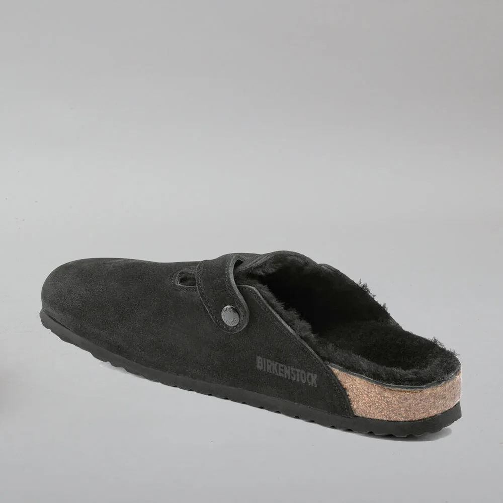 BIRKENSTOCK BOSTON SHEARLING BLACK CLOGS