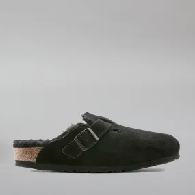 BIRKENSTOCK BOSTON SHEARLING BLACK CLOGS