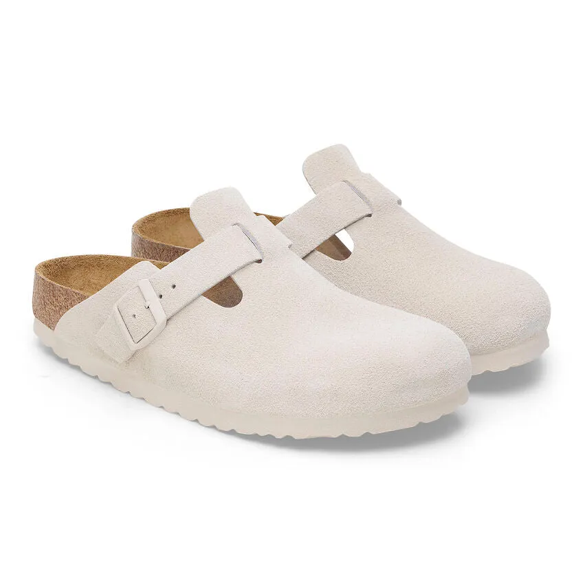 Boston Soft Footbed Suede Leather Antique White