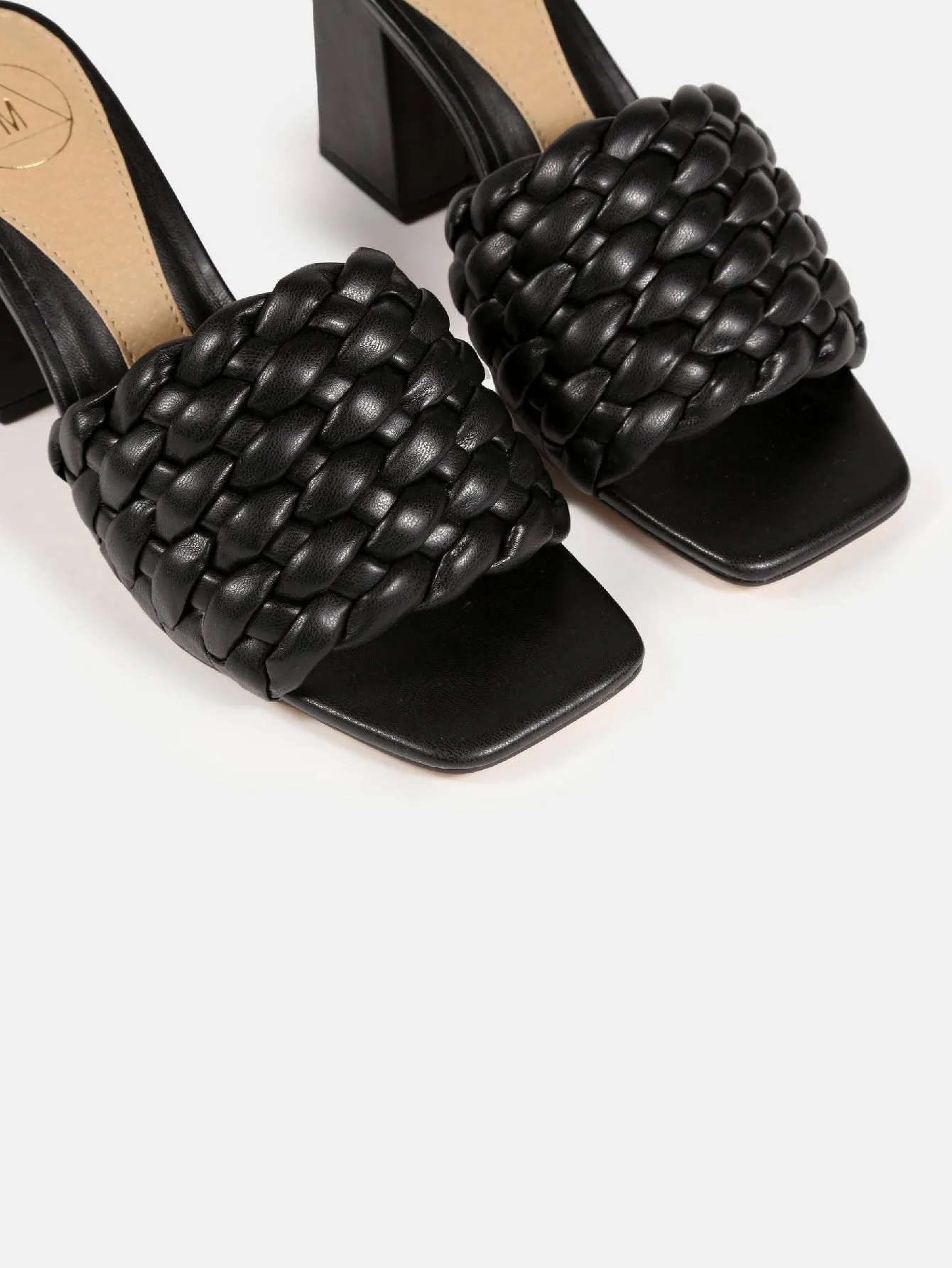 Braided Block Heel Mules