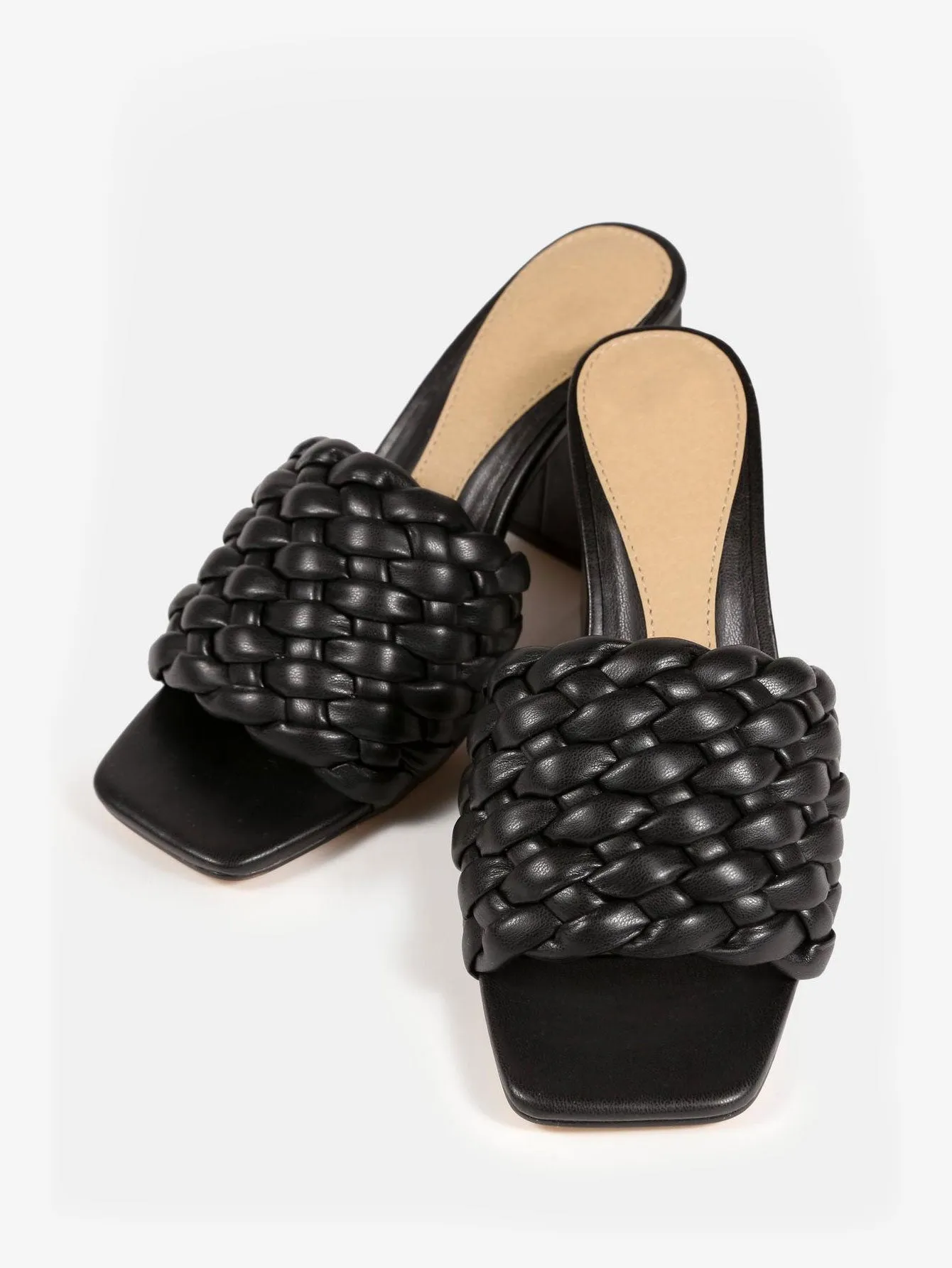 Braided Block Heel Mules