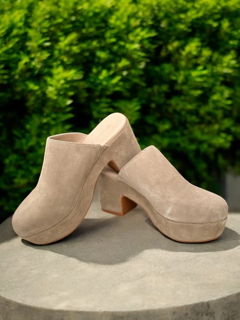 Chocolat Blu Ginette Clog - Taupe Suede