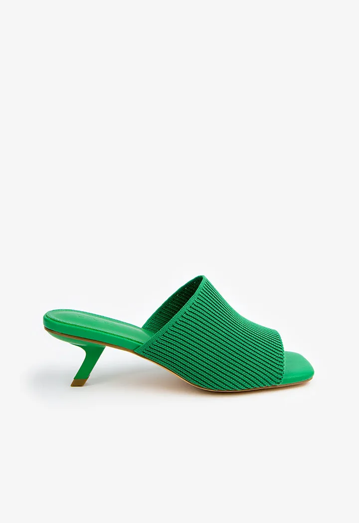 Choice Open Toe Heeled Fabric Mules  Green