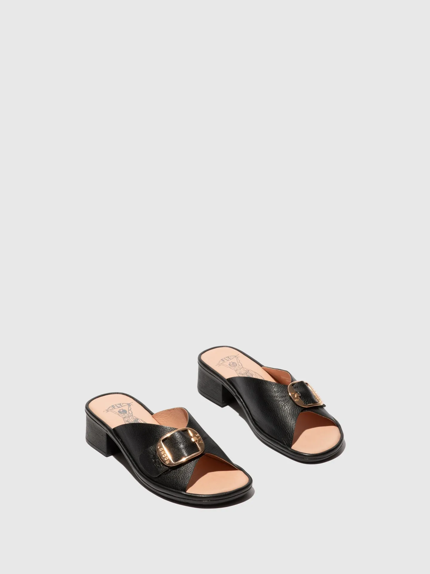 Chunky Heel Mules ELAX964FLY BLACK