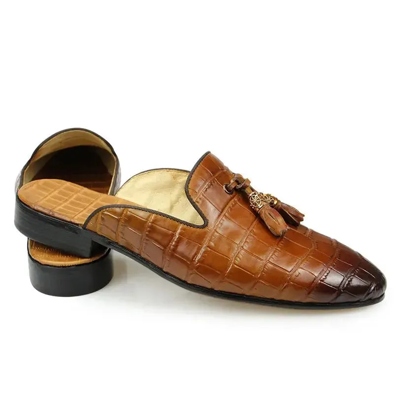 Drillo 2 - Alligator print leather mules/Backless loafers for men