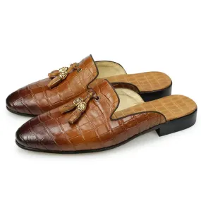 Drillo 2 - Alligator print leather mules/Backless loafers for men