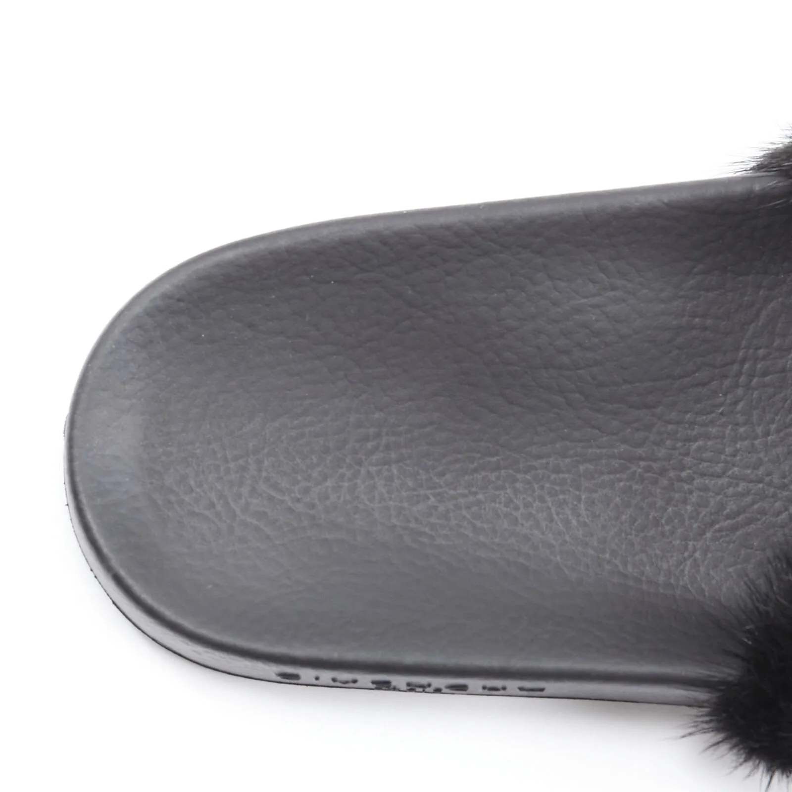 GIVENCHY black Vison Mink fur logo rubber molded footbed pool slides EU36