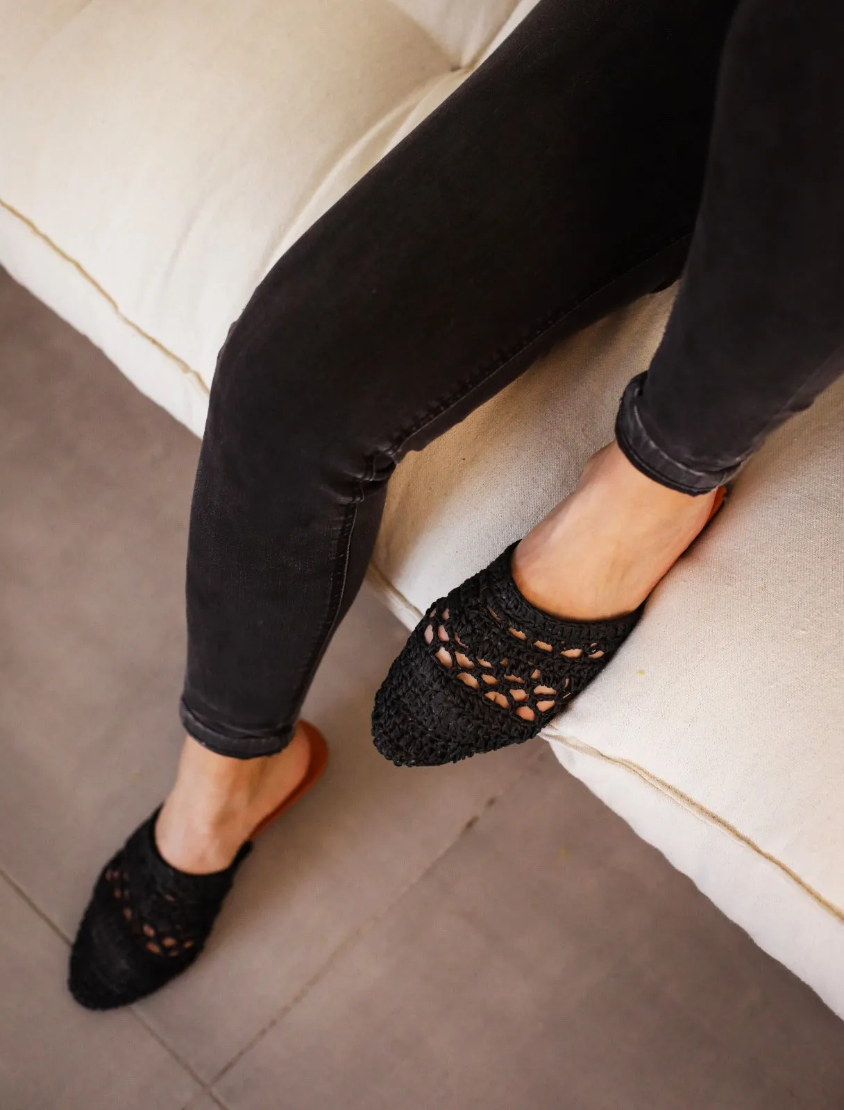 Jute Mules Black