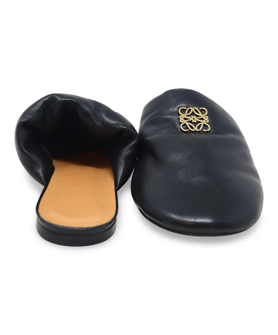 Loewe Black Leather Mules sz 9