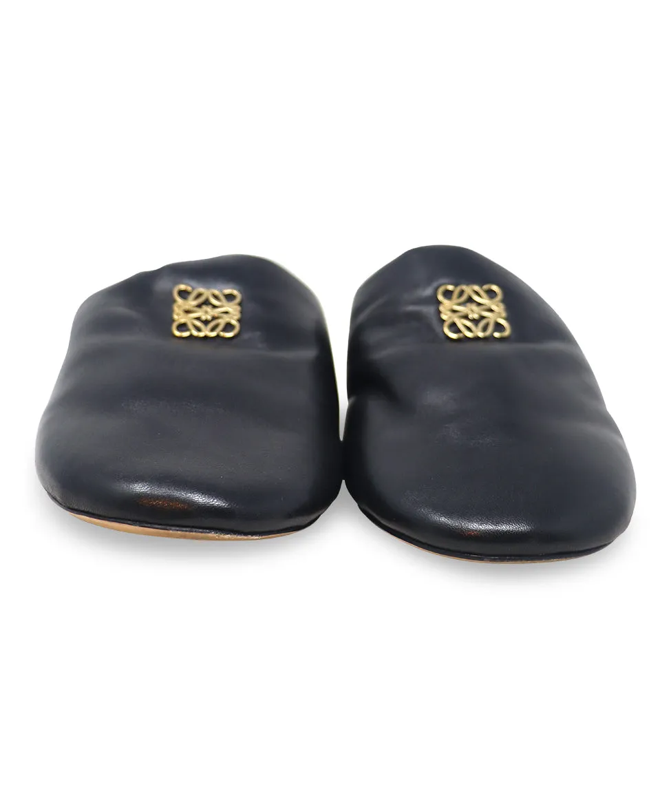 Loewe Black Leather Mules sz 9