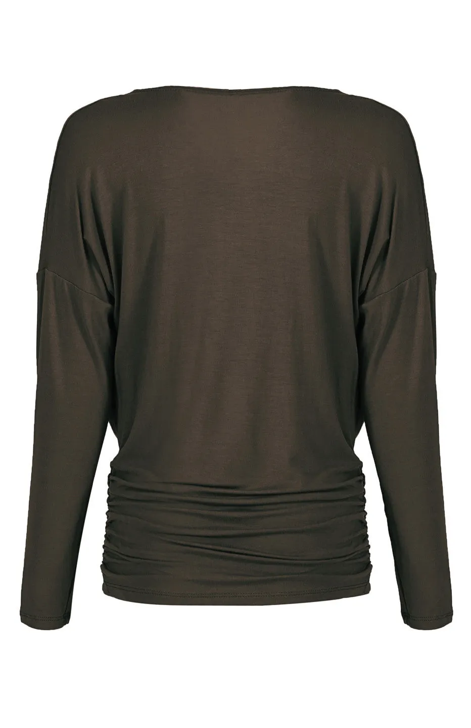 Long Dolman Sleeve Top W/ Cowl Neck