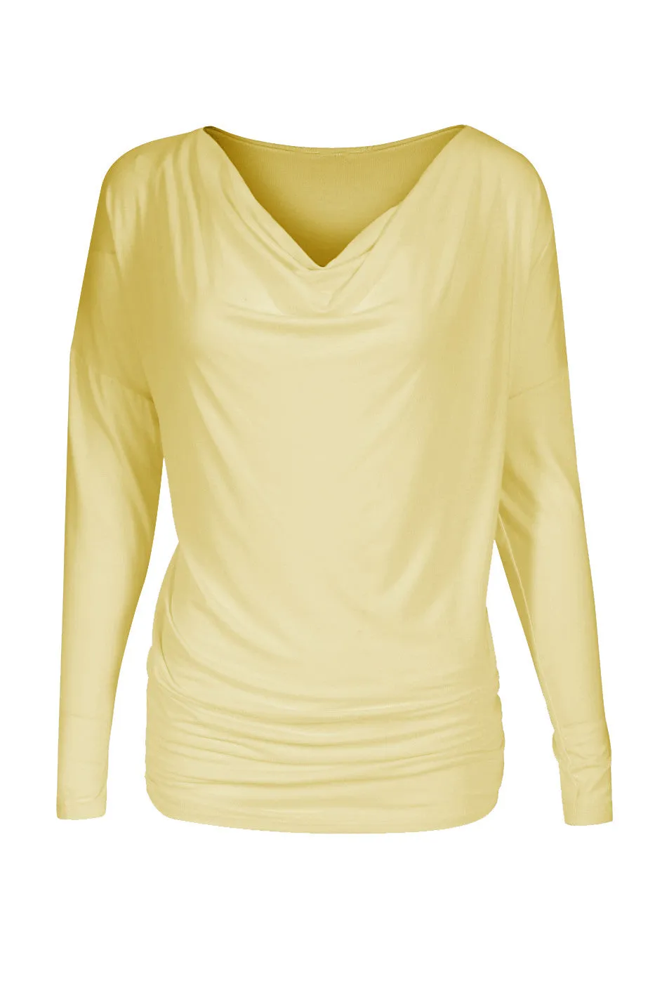 Long Dolman Sleeve Top W/ Cowl Neck