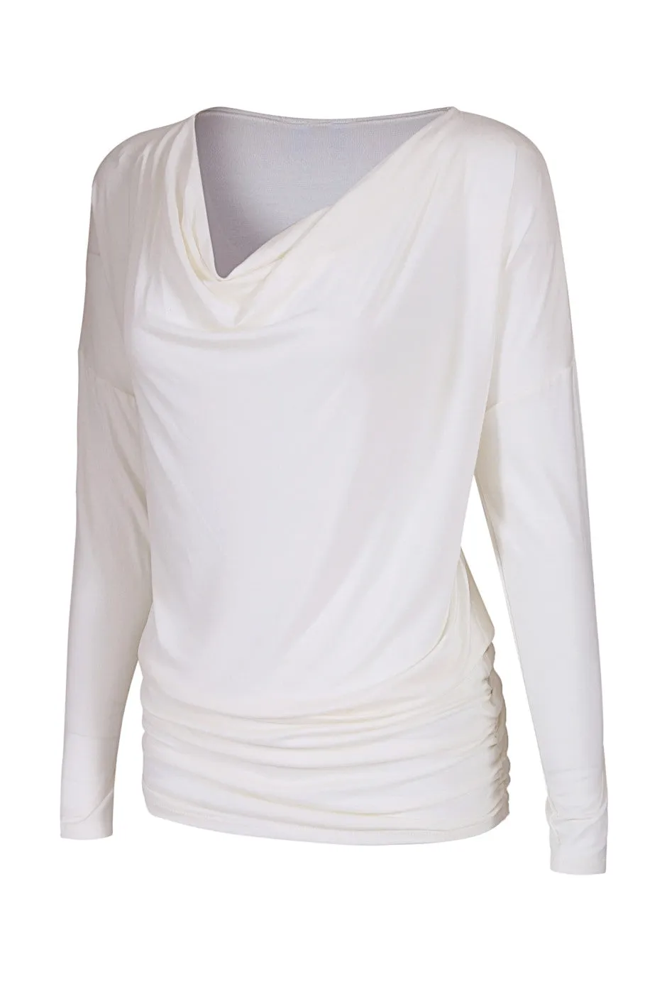 Long Dolman Sleeve Top W/ Cowl Neck