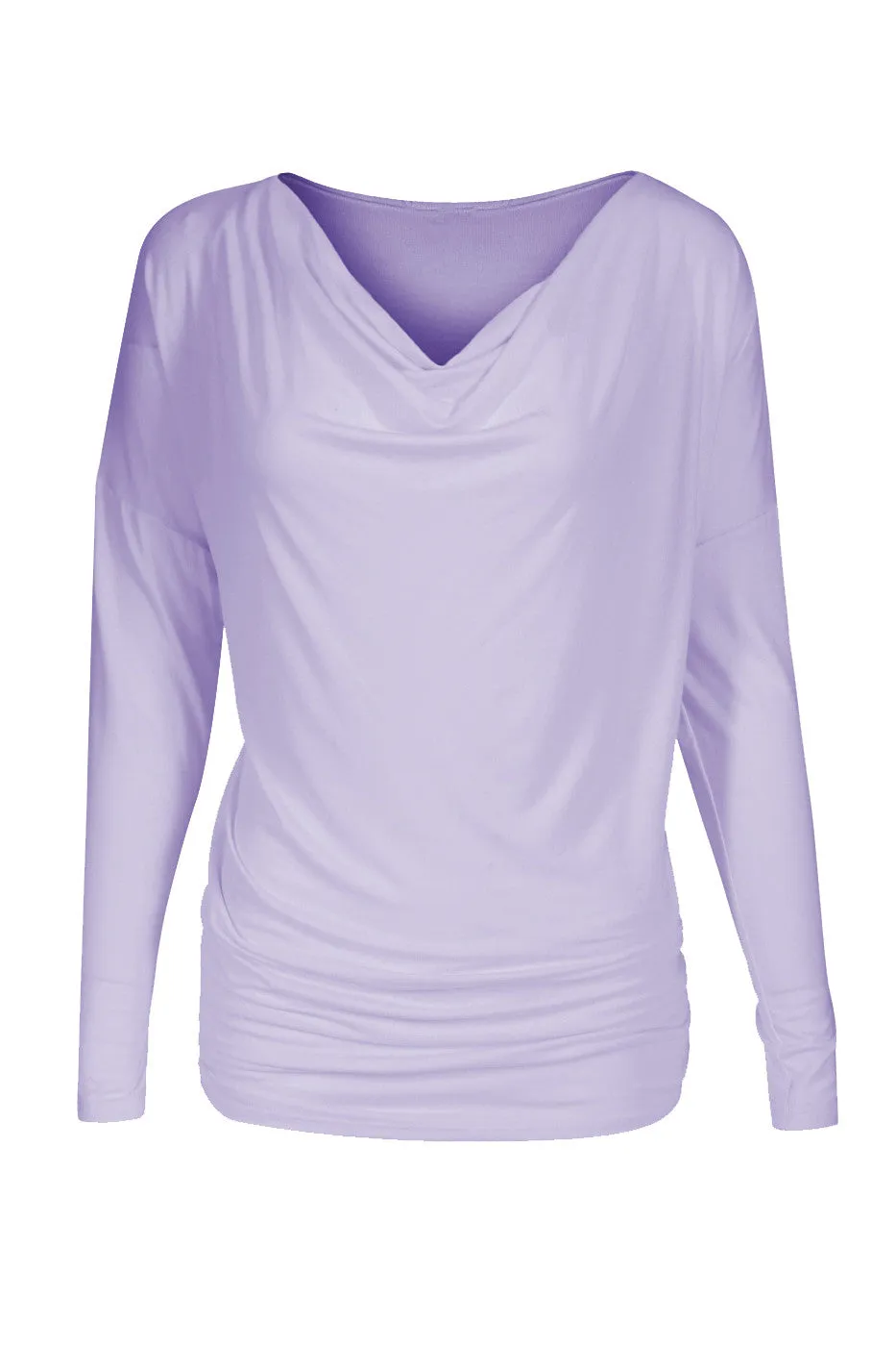 Long Dolman Sleeve Top W/ Cowl Neck