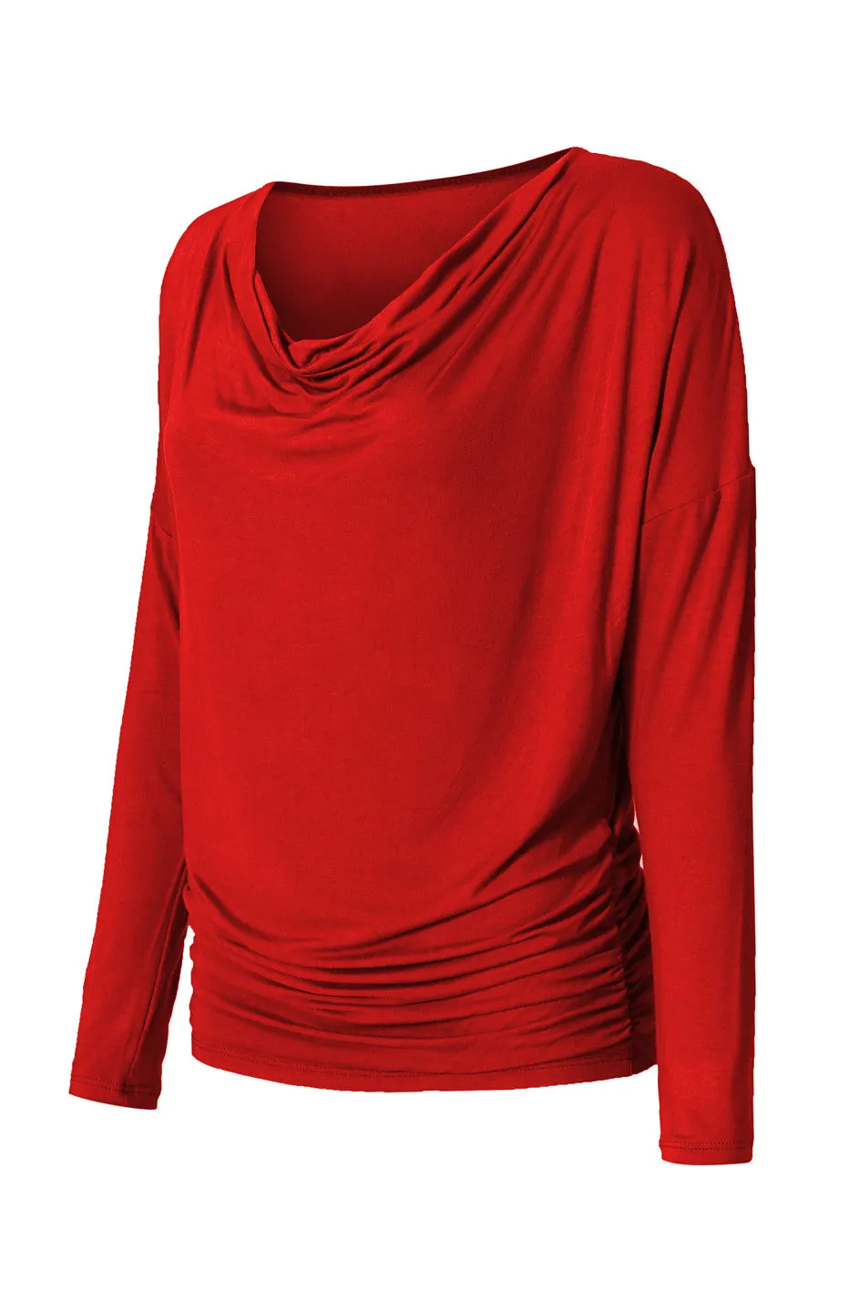 Long Dolman Sleeve Top W/ Cowl Neck