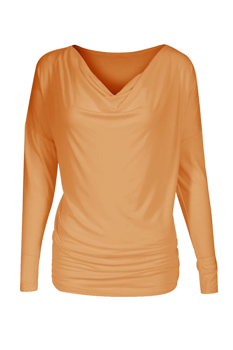 Long Dolman Sleeve Top W/ Cowl Neck