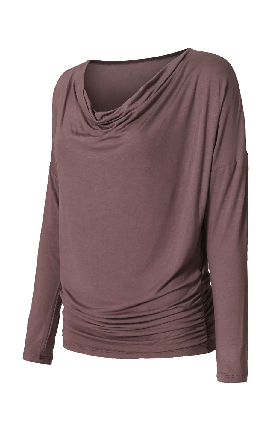 Long Dolman Sleeve Top W/ Cowl Neck