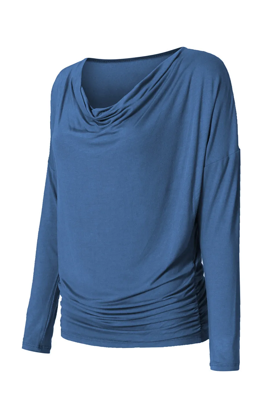 Long Dolman Sleeve Top W/ Cowl Neck