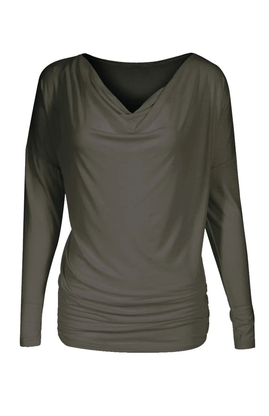 Long Dolman Sleeve Top W/ Cowl Neck