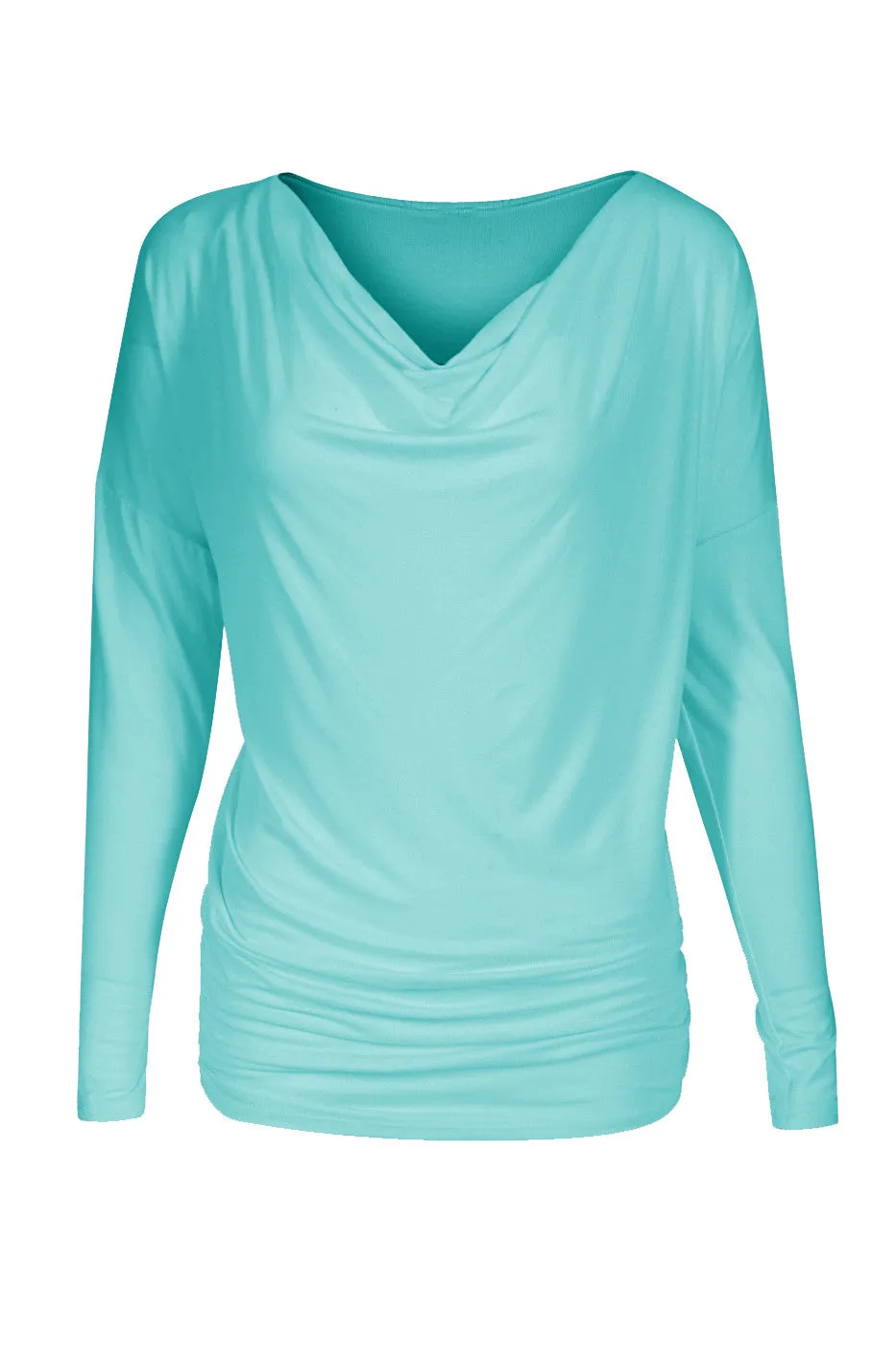 Long Dolman Sleeve Top W/ Cowl Neck