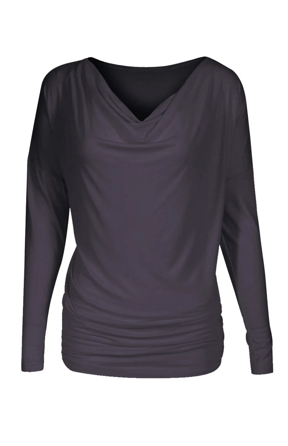 Long Dolman Sleeve Top W/ Cowl Neck