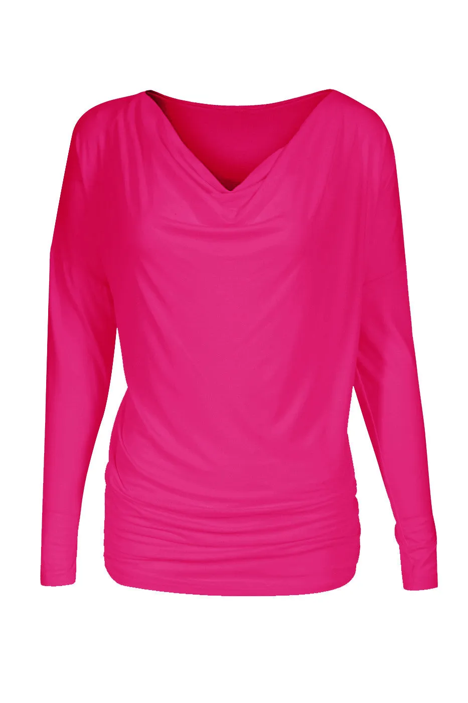 Long Dolman Sleeve Top W/ Cowl Neck