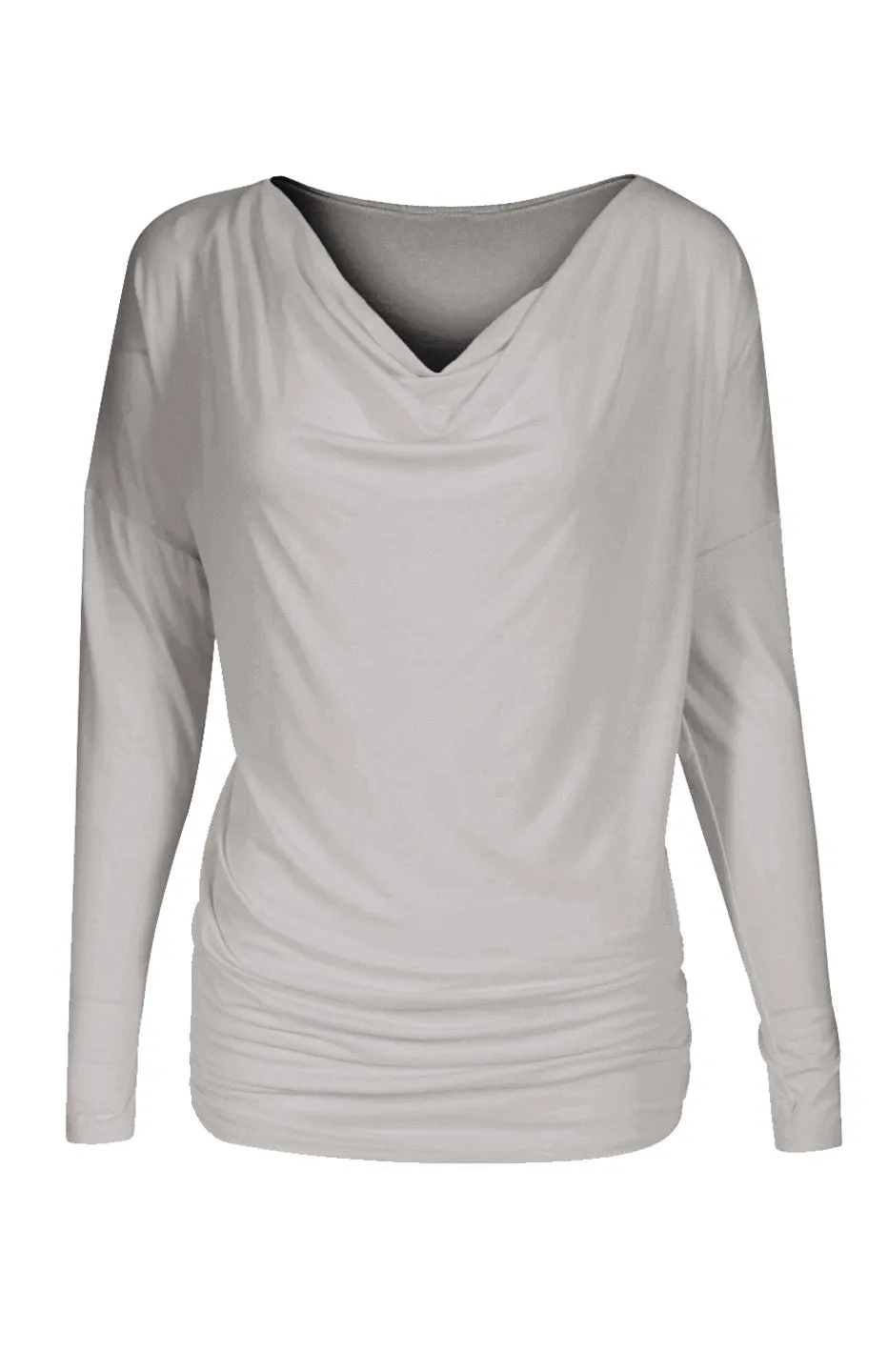 Long Dolman Sleeve Top W/ Cowl Neck