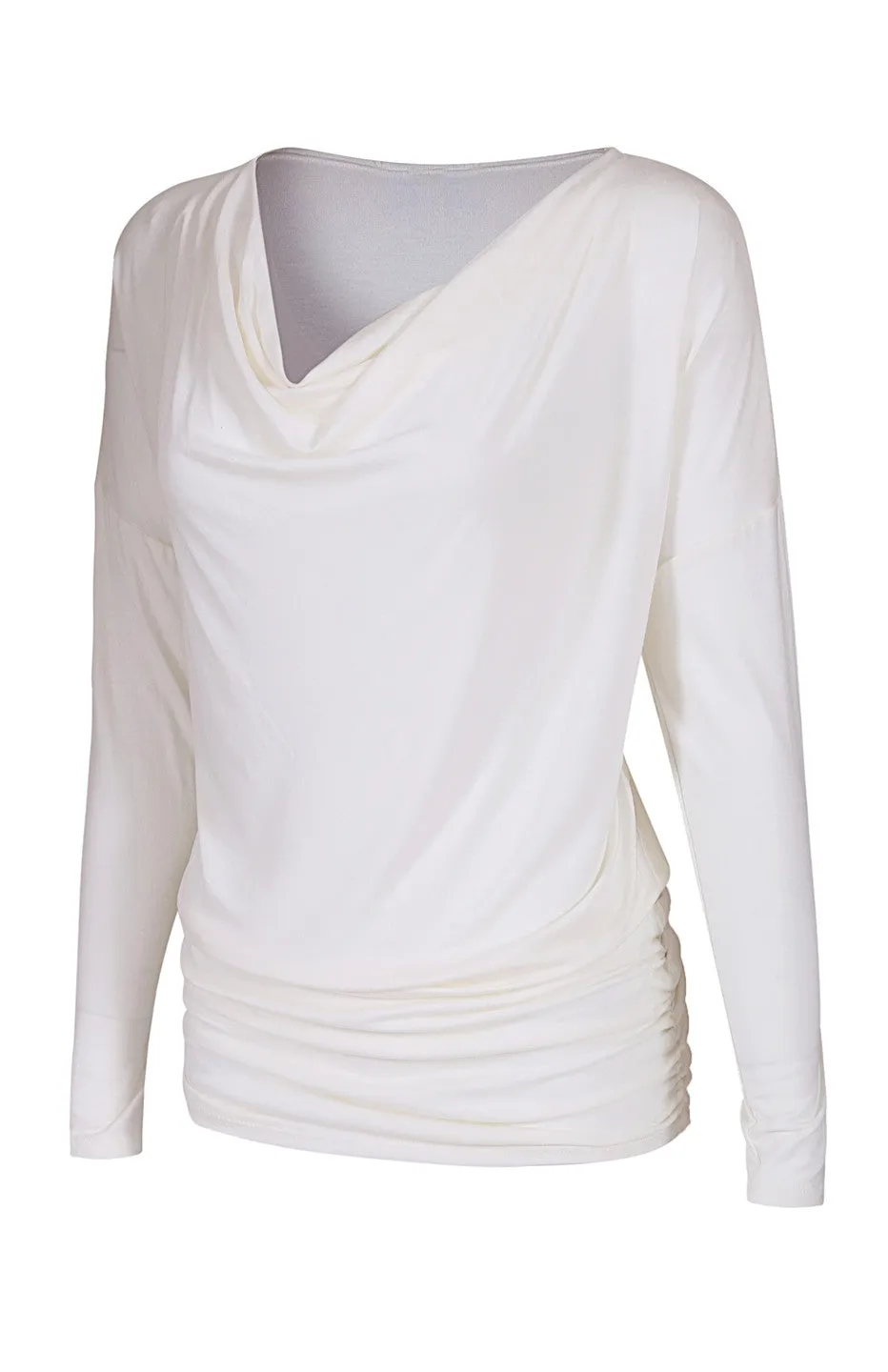 Long Dolman Sleeve Top W/ Cowl Neck