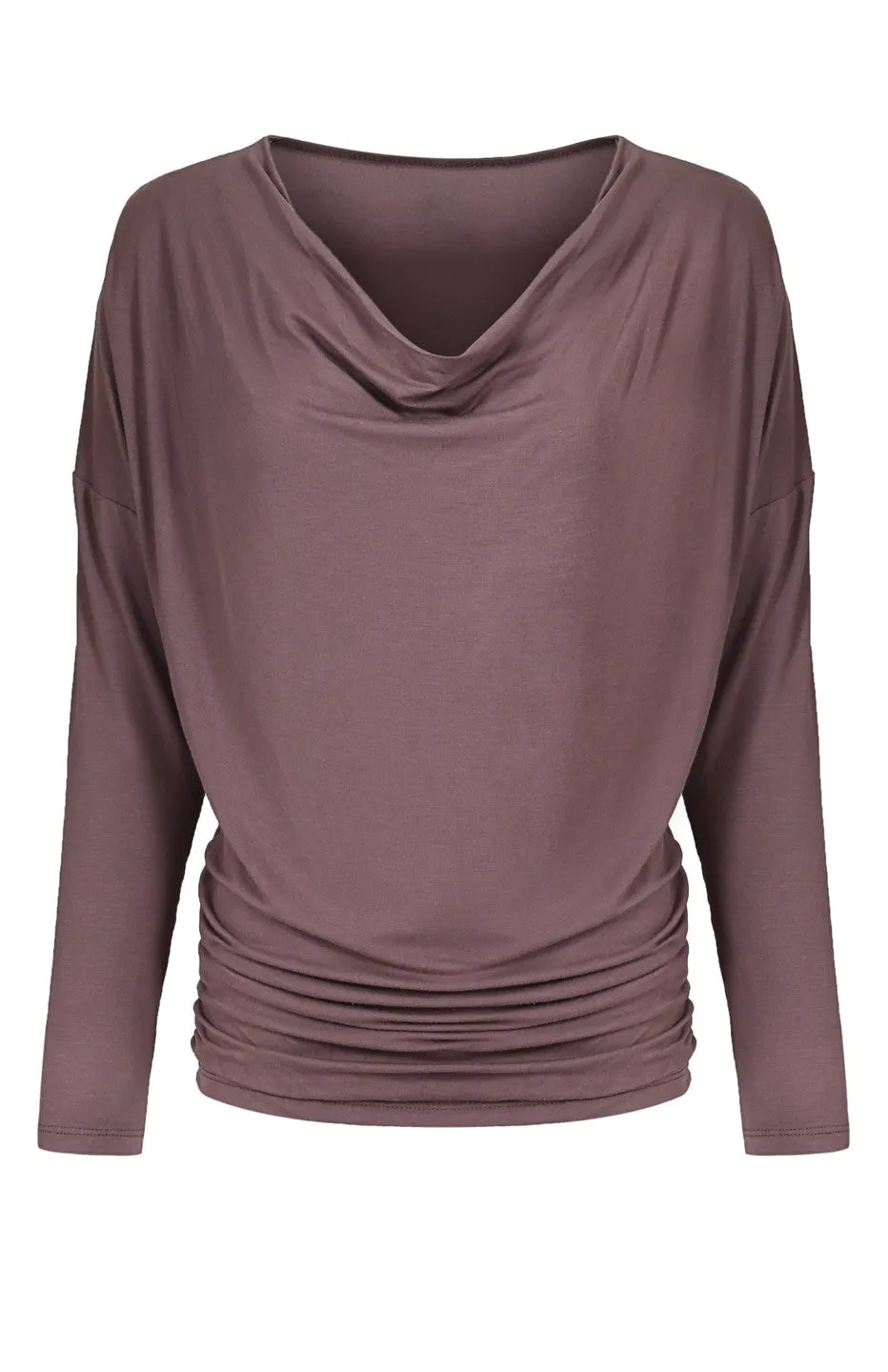 Long Dolman Sleeve Top W/ Cowl Neck