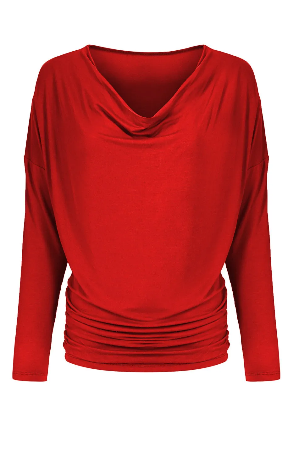 Long Dolman Sleeve Top W/ Cowl Neck