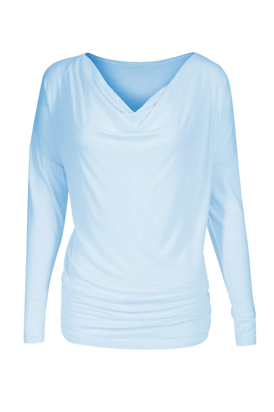 Long Dolman Sleeve Top W/ Cowl Neck