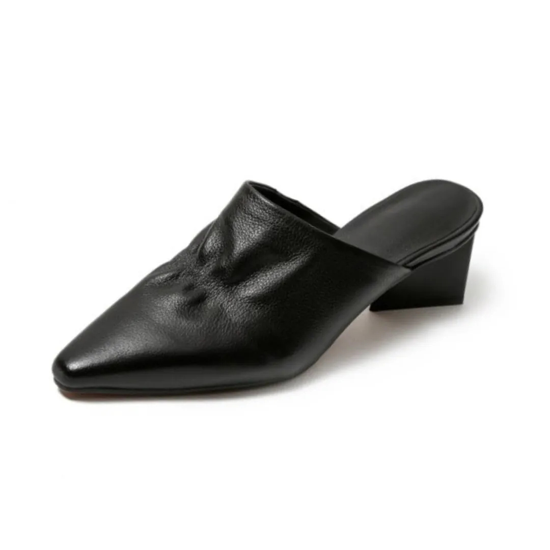 Matea Women's Pleated Genuine Leather Mules