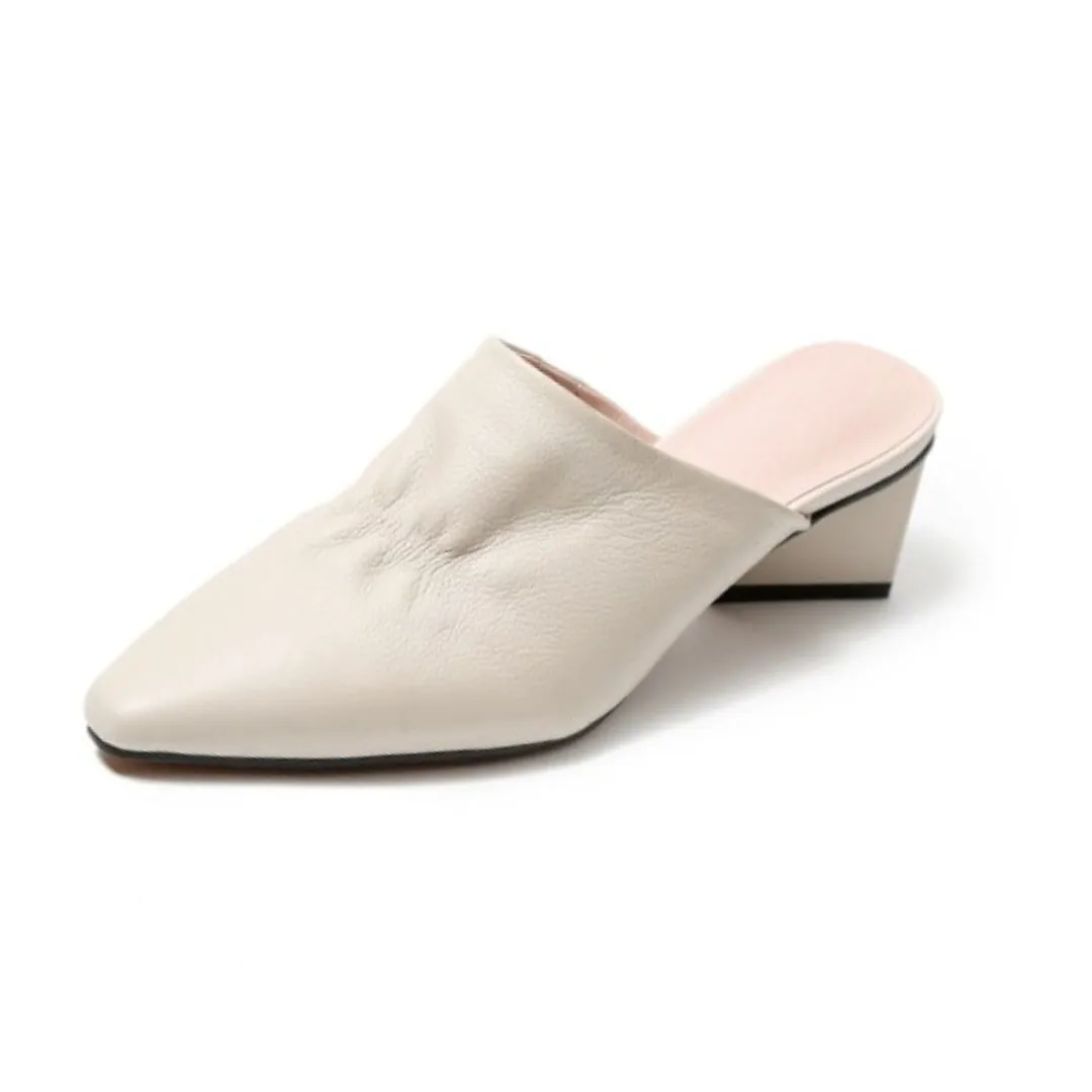 Matea Women's Pleated Genuine Leather Mules