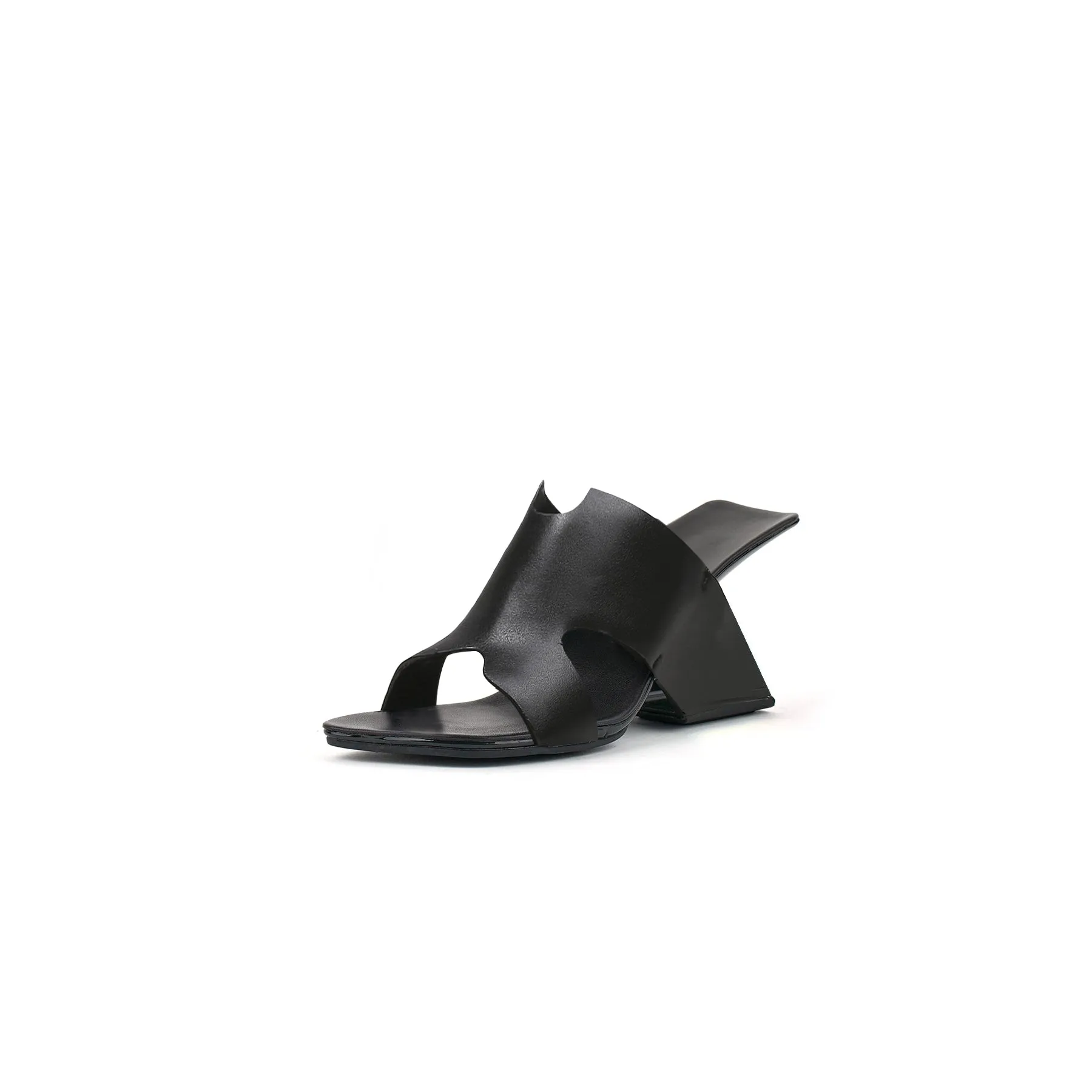 Modern Leather Heel Mule Sandals