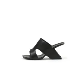 Modern Leather Heel Mule Sandals