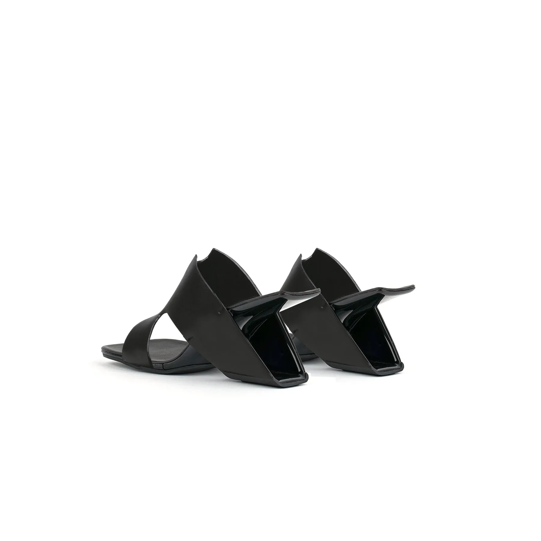 Modern Leather Heel Mule Sandals