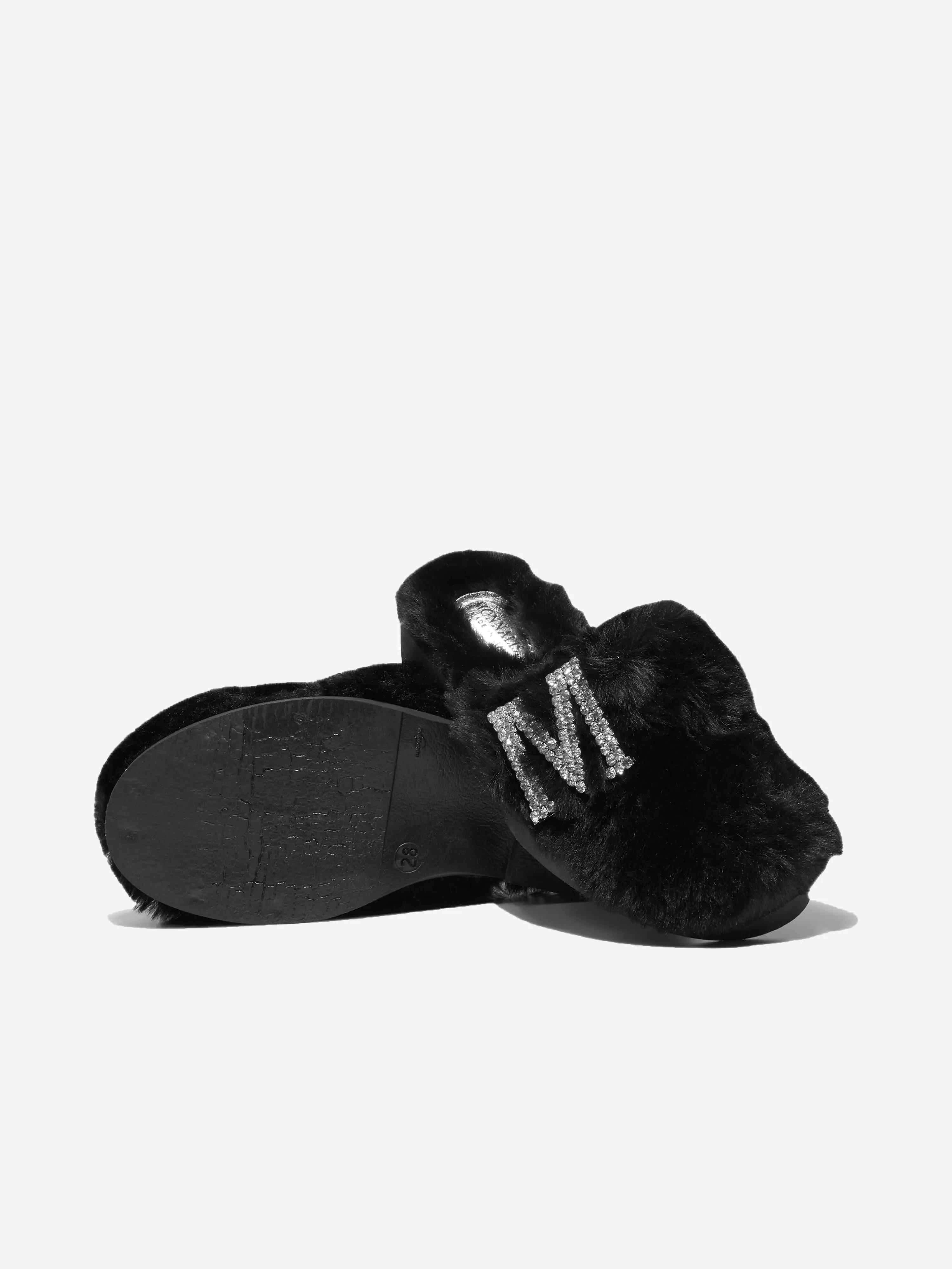 Monnalisa Girls Faux Fur Mules