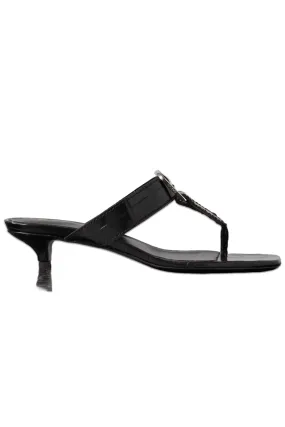   NET SUSTAIN The Belted Croco Flip-Flop Croc-Effect Leather Mules