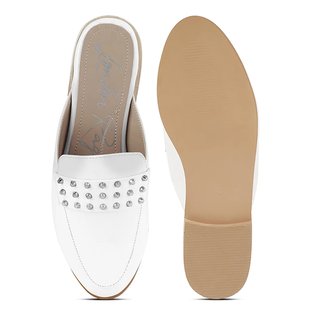 Patent Studded Flat Mules