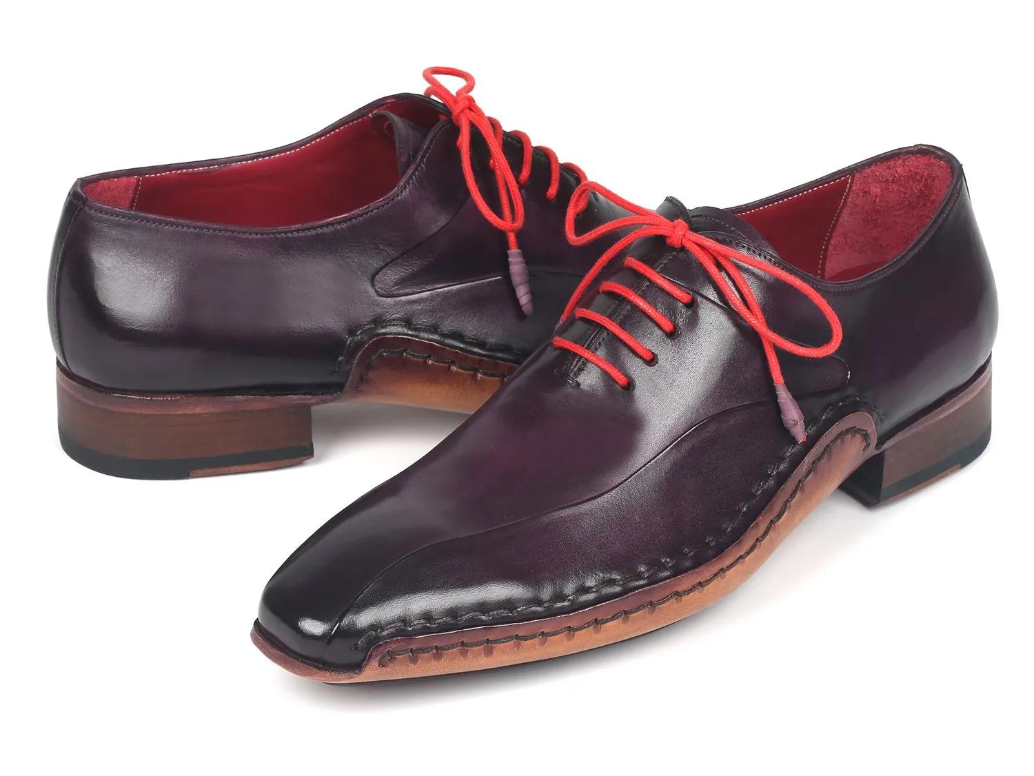 Paul Parkman Purple Leather Oxfords - Handmade