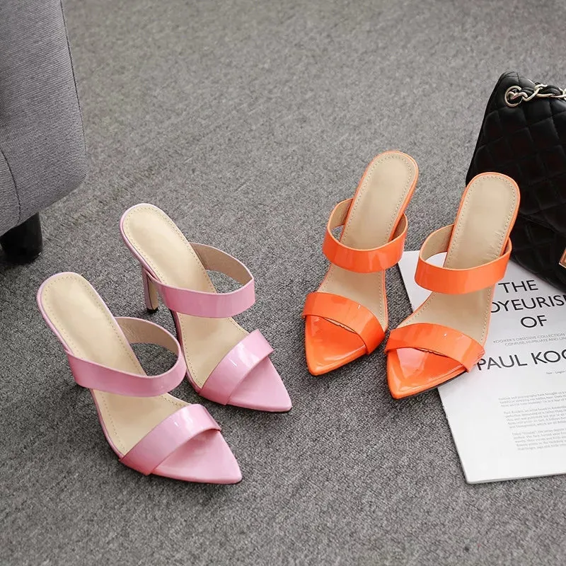 Pointed Toe High Hell Mules.