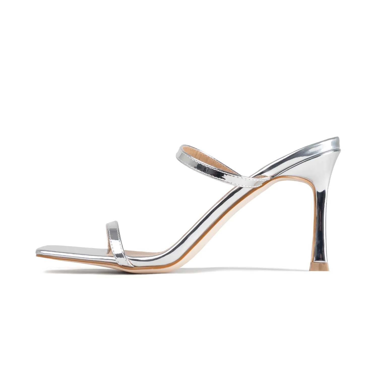 RAID Audley Heeled Mules in Silver Metallic