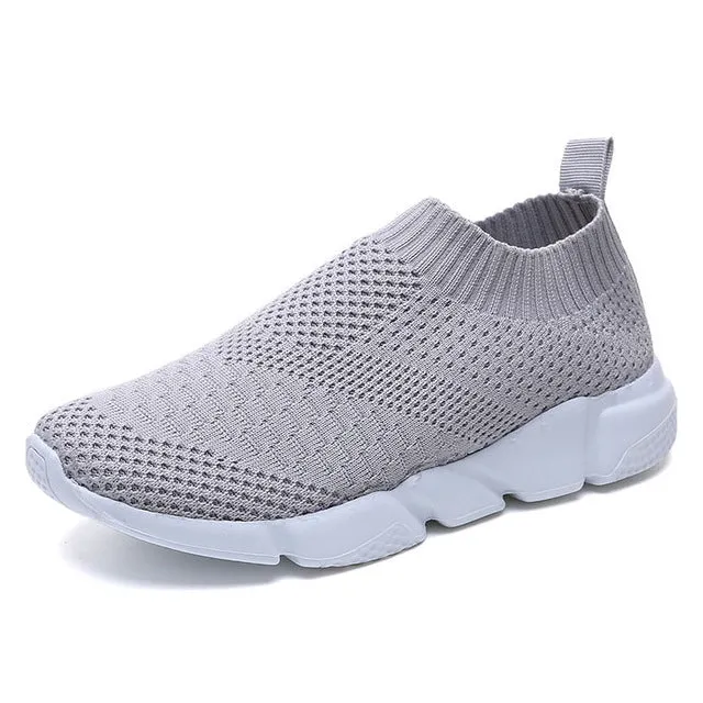 Sneakers Women Breathable Slip On Flat Shoes Soft Bottom White Sneakers