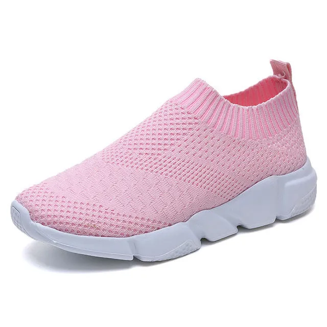 Sneakers Women Breathable Slip On Flat Shoes Soft Bottom White Sneakers