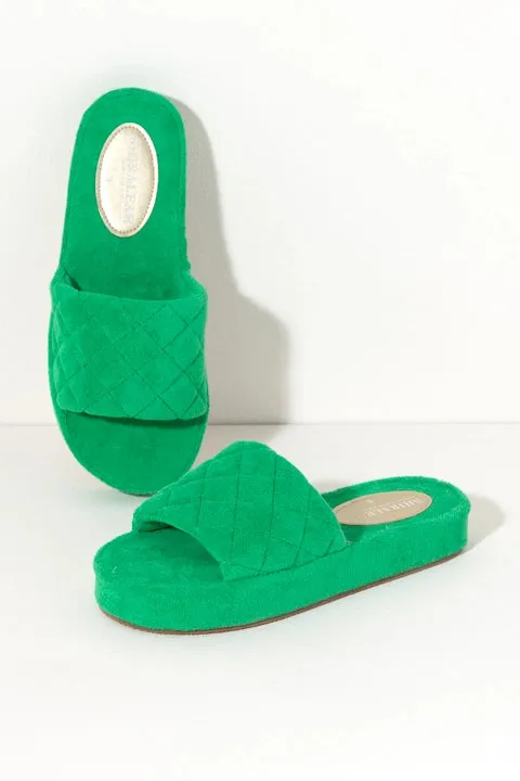 TERRY POOL SLIDES - GREEN